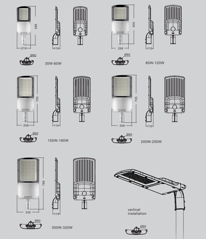 300w led street light head